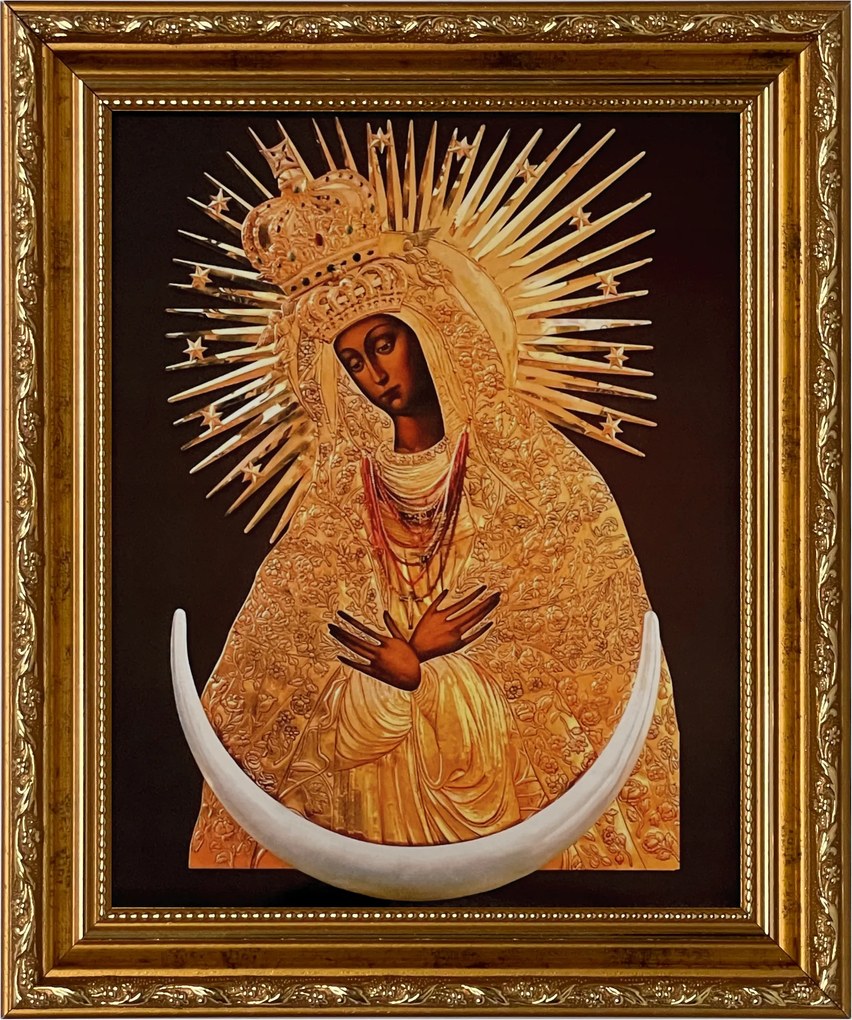 Vászonkép 31x26 Szűz Mária Arany Díszített Keret