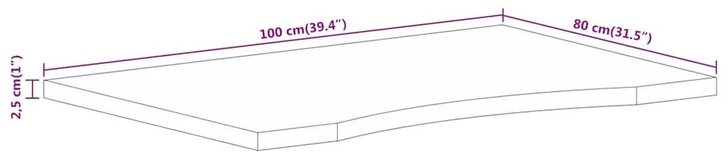 tömör nyers mangófa íves asztallap 100 x 80 x 2,5 cm