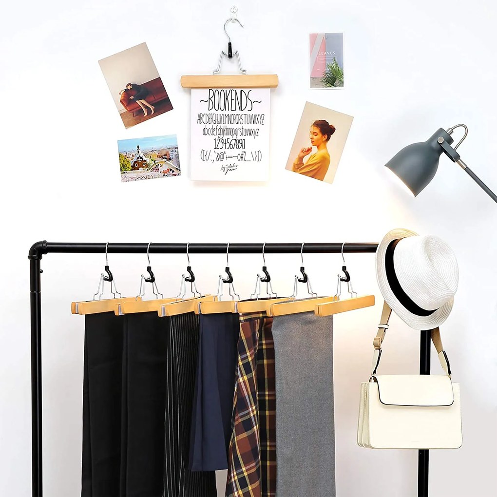 12 db fa nadrágakasztók csúszásmentes, natúr