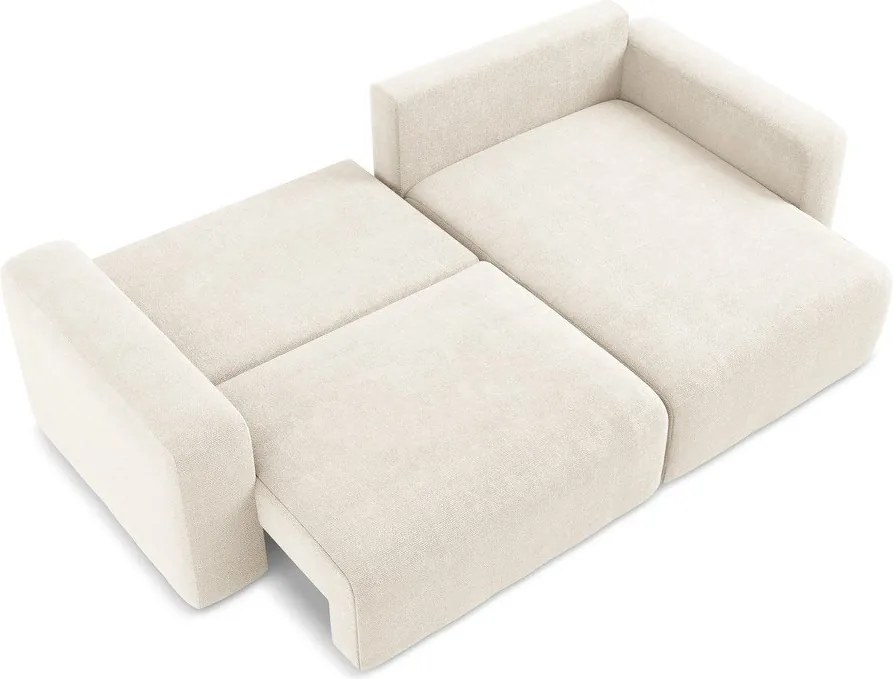 Krémszínű zsenília kinyitható-tárolóhelyes sarokkanapé (jobb oldali-heverő résszel) Kona – Makamii