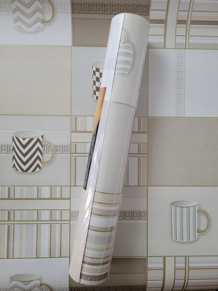 Konyhai tapéta, 3D hatás, csésze, csempék, csempék, 9127-02