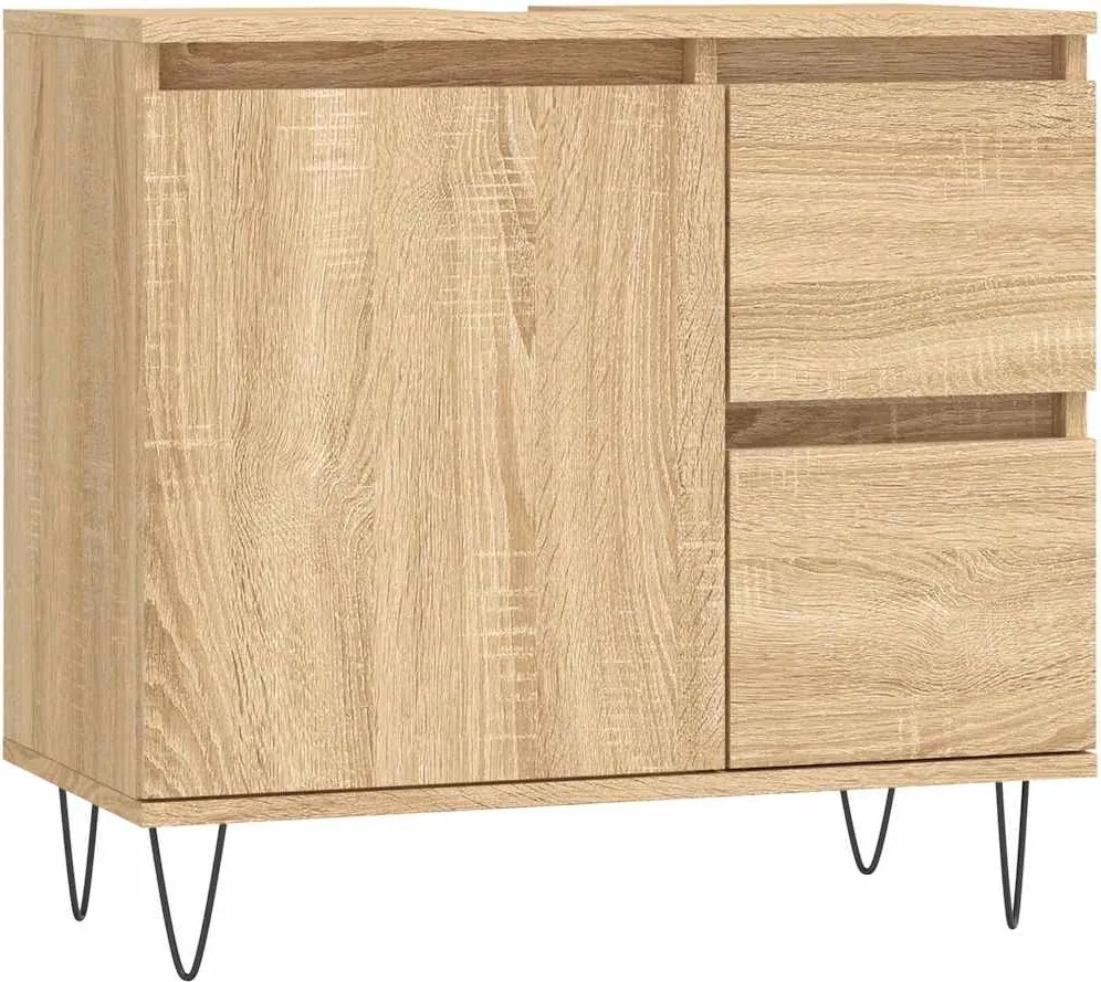 vidaXL sonoma tölgy színű szerelt fa fürdőszobaszekrény 65x33x60 cm