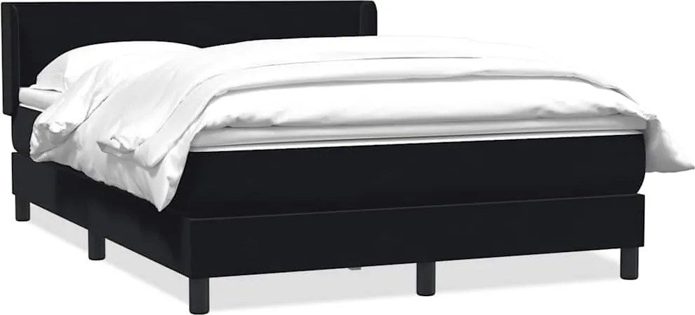 vidaXL fekete bársony rugós ágy matraccal 160x210 cm