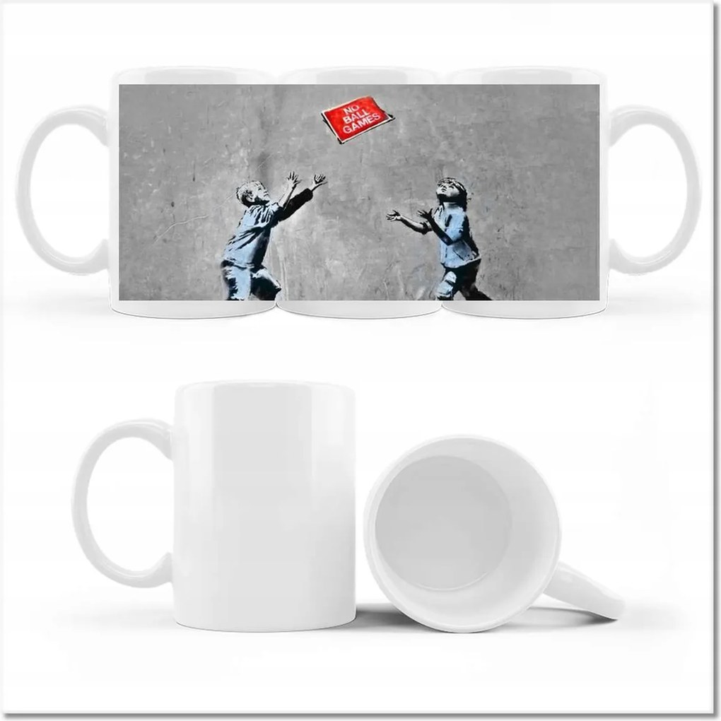 Banksy No Ball Games nyomott mintás bögre