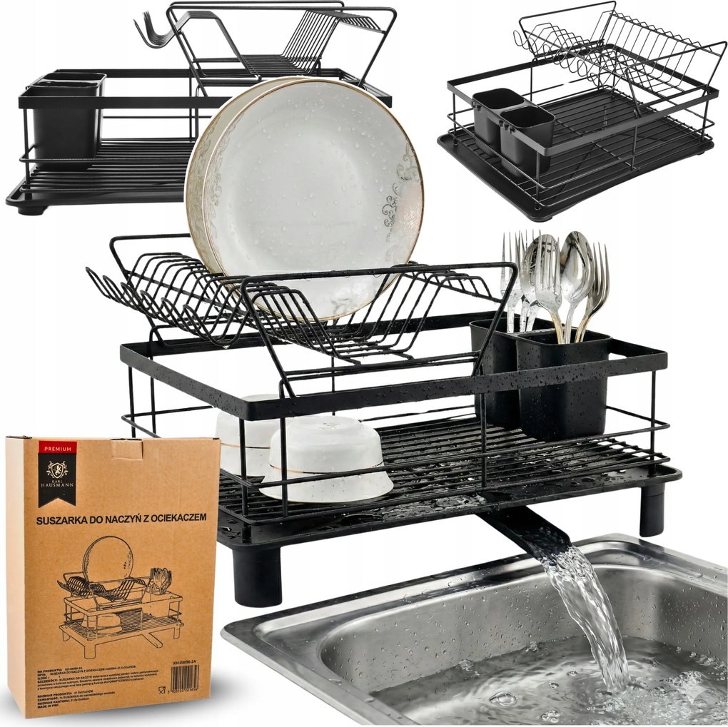 Nagy Ételcsöpögtető Állvány Edényekhez, Evőeszközökhöz, Poharakhoz, Tányérokhoz, Fekete