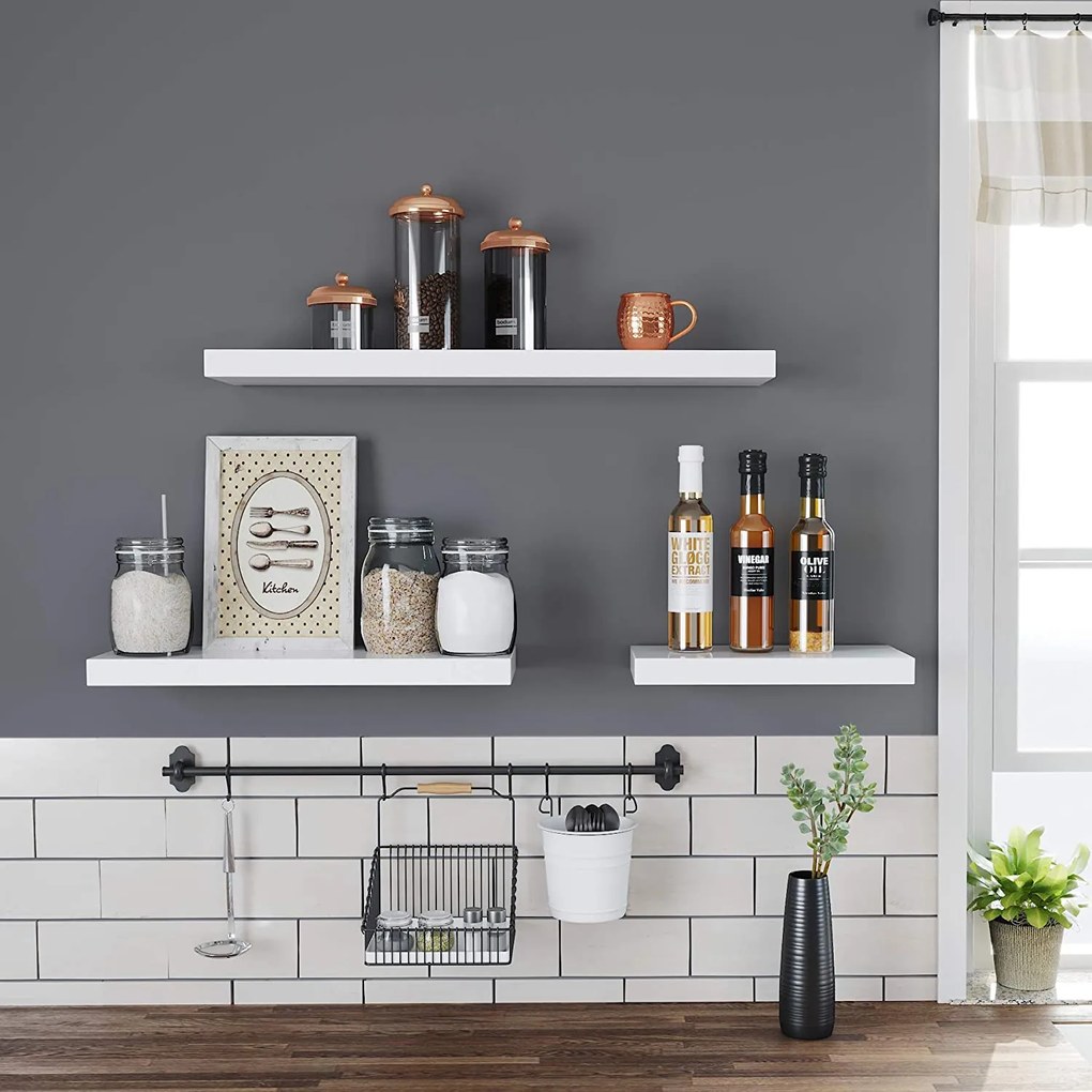 Fali polc 60x20x3,8 cm, fehér