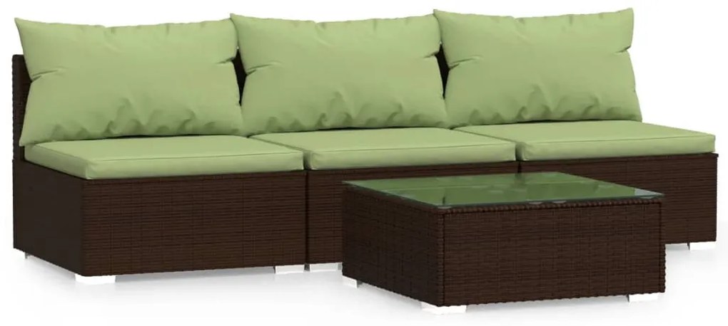 4 részes barna polyrattan kerti ülőgarnitúra párnákkal