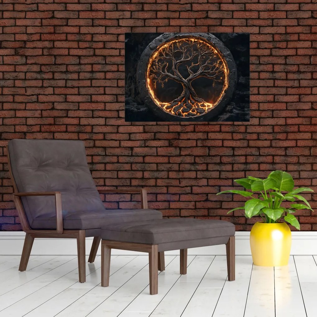 Üveg kép – Életfa lávában I. (70x50 cm)