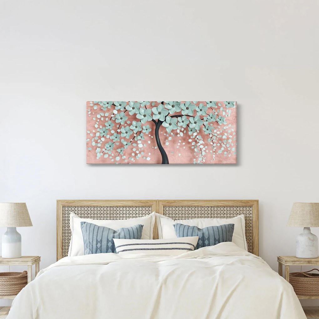 Kép - Pasztell kék virágok (120x50 cm)