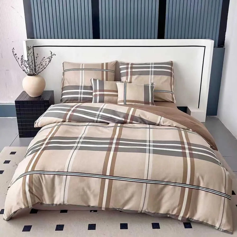 Flanel ágyneműhuzat Homa BELINA BEIGE 7 részes 140x200 cm