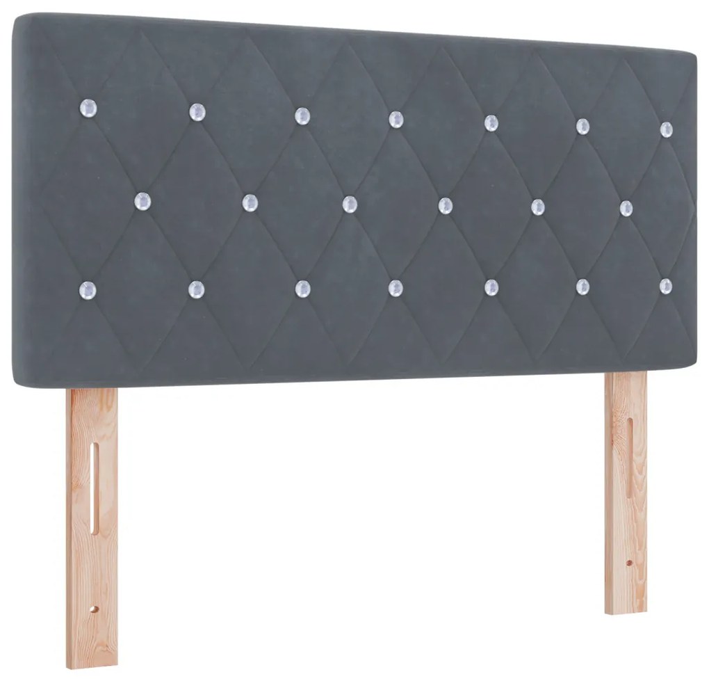 vidaXL LED Box Spring Ágy matracmal Sötétszürke 90 x 200 cm Bársony