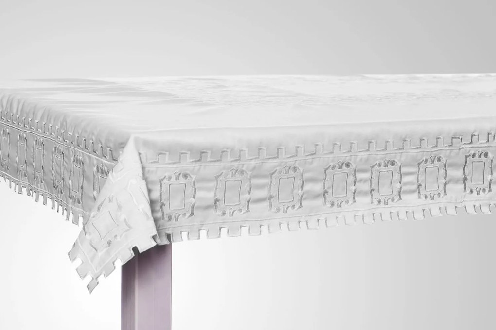 Abrosz foltálló fehér modern elegáns hímzett 85x85