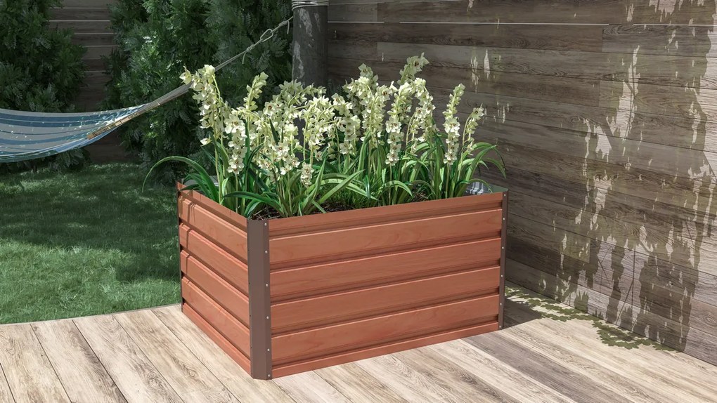 Emelt virágágyás G21 Daisy 100 x 80 x 52 cm,fémlemez, barna