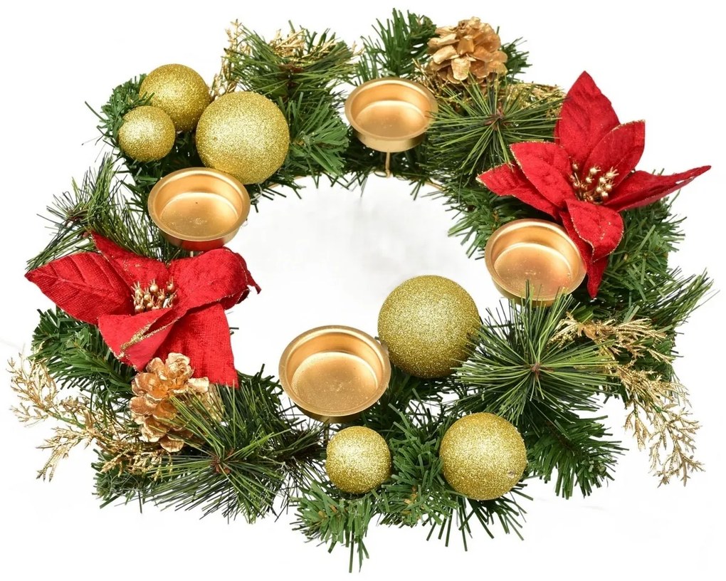 Advent wreath decorated with poinsettia, 33 cm