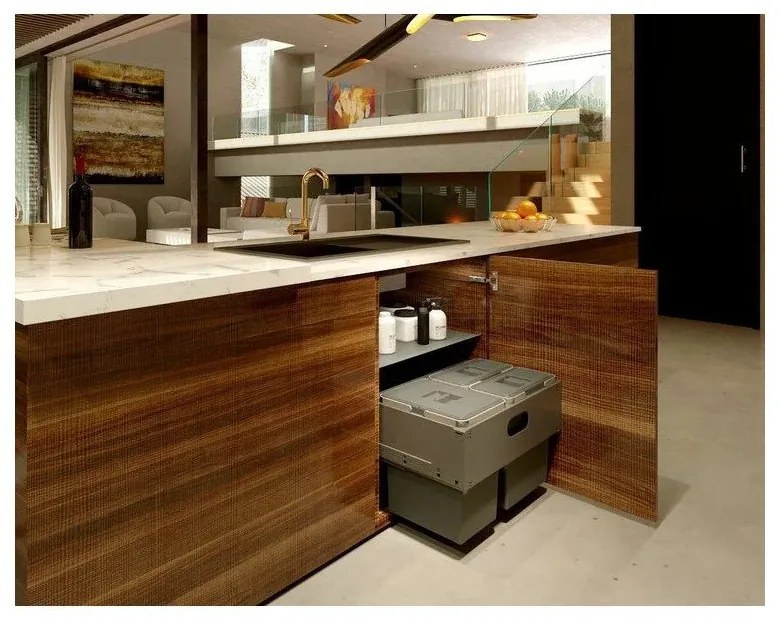 Szürke műanyag szelektív beépíthető szemetes 42 l Block U-Sink 2.0 – Elletipi