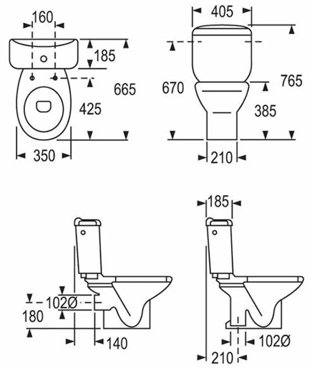 ROCA Victoria - WC kombi + ülőke, függőleges hulladék, A342394000