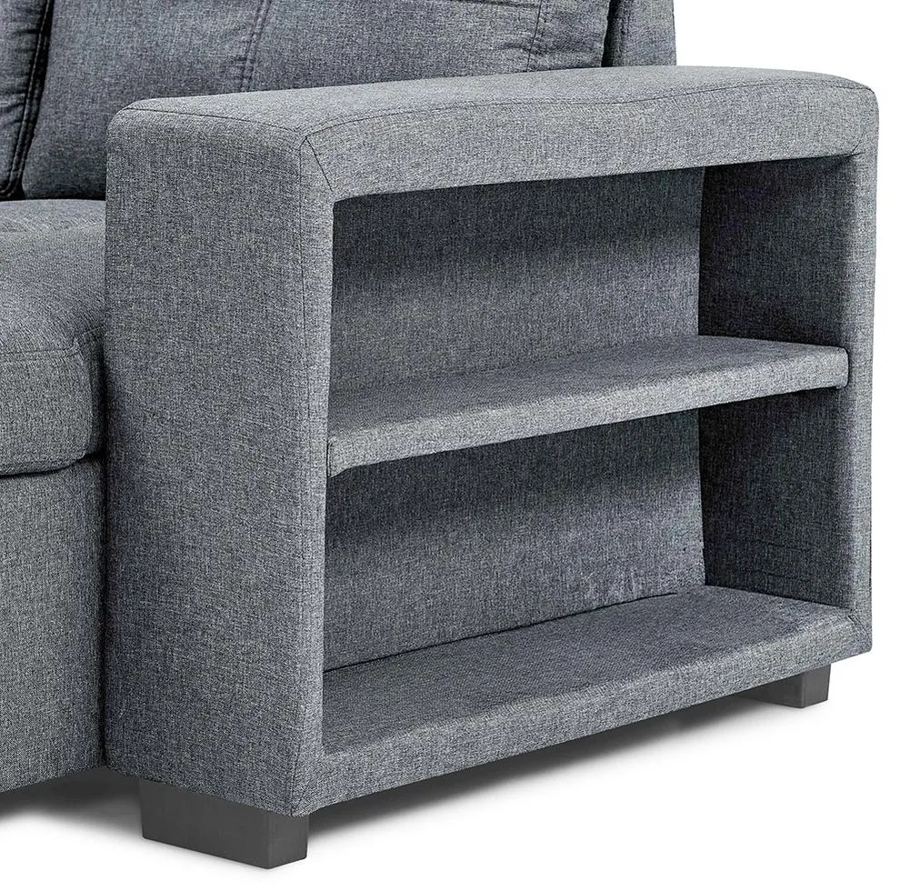 Catini PORTIVA univerzális sarokkanapé tárolóval és USB-csatlakozóval, szürke