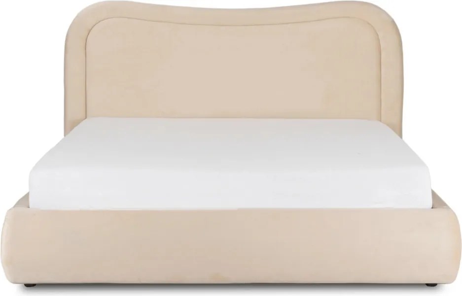 ŁÓŻKO 160x200 HAGA Kremowe Welurowe Z Pojemnikiem