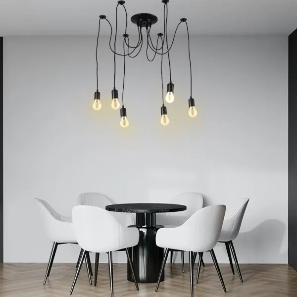 Tápkábel 6xE27/60W/230V pók fekete