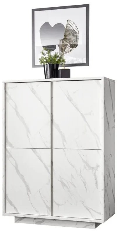Carrara 4 ajtós komód fehér márvány 92cm
