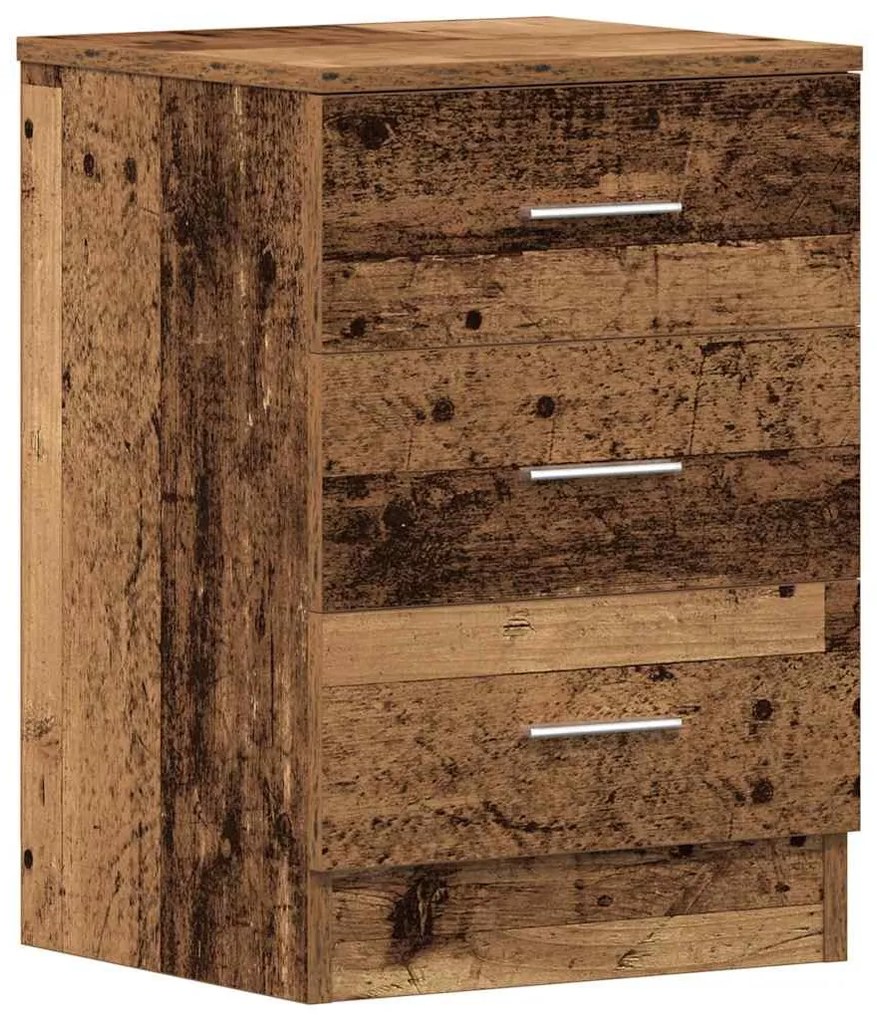 2 db antik fa szerelt fa éjjeliszekrények 38x35x55 cm