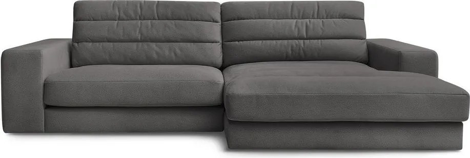 Antracitszürke bársony sarokkanapé (jobb oldali-heverő résszel) Sierra – Bobochic Paris