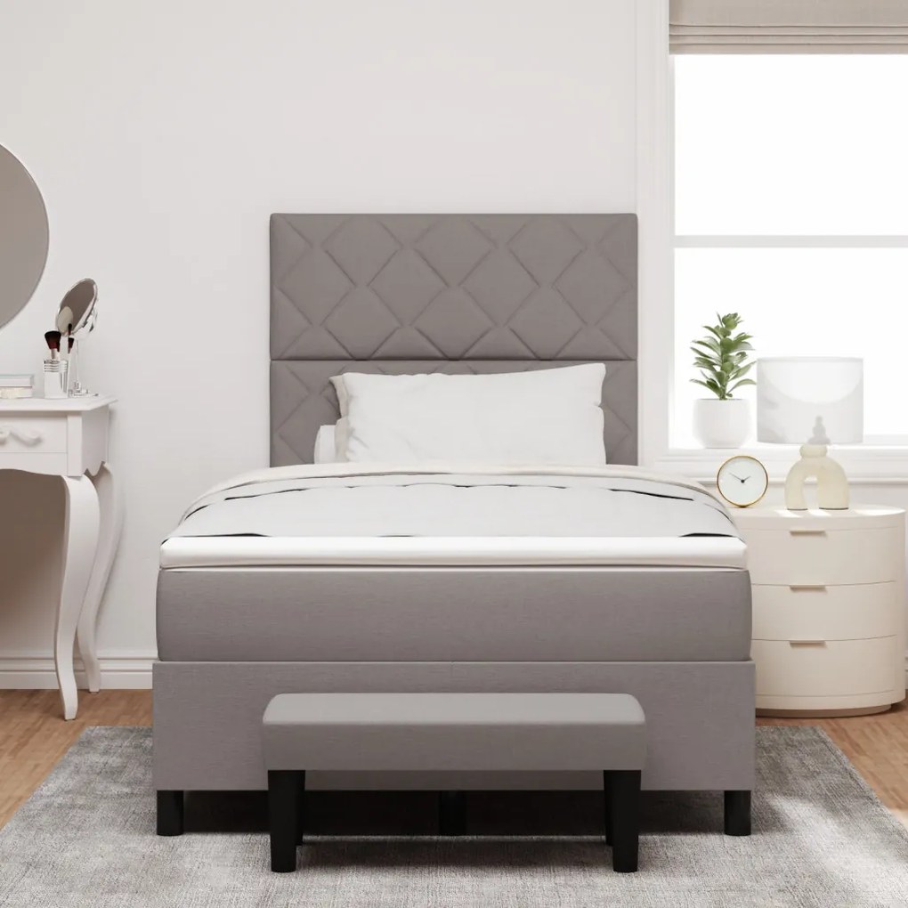 Box Spring Ágy Mattal és Pad Taupe 120x190 cm Szövet