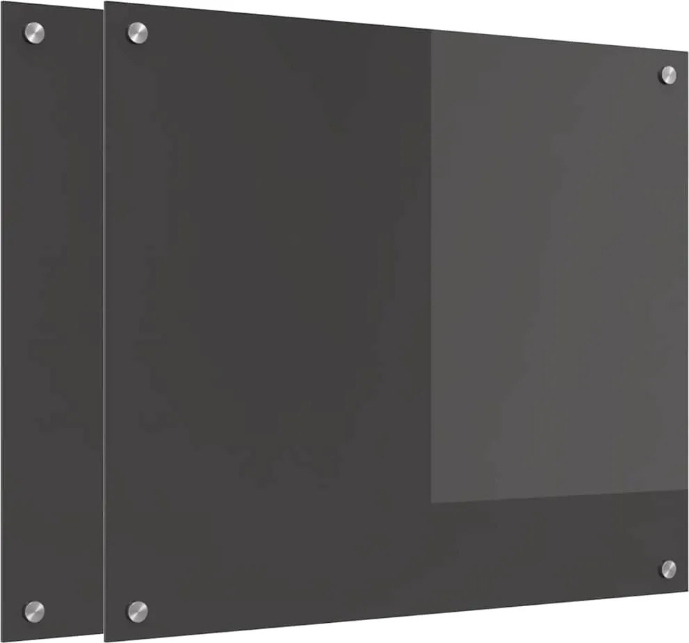 vidaXL Konyhai splashback 2 pcs Sötétszürke 70 x 60 cm edzett üveg