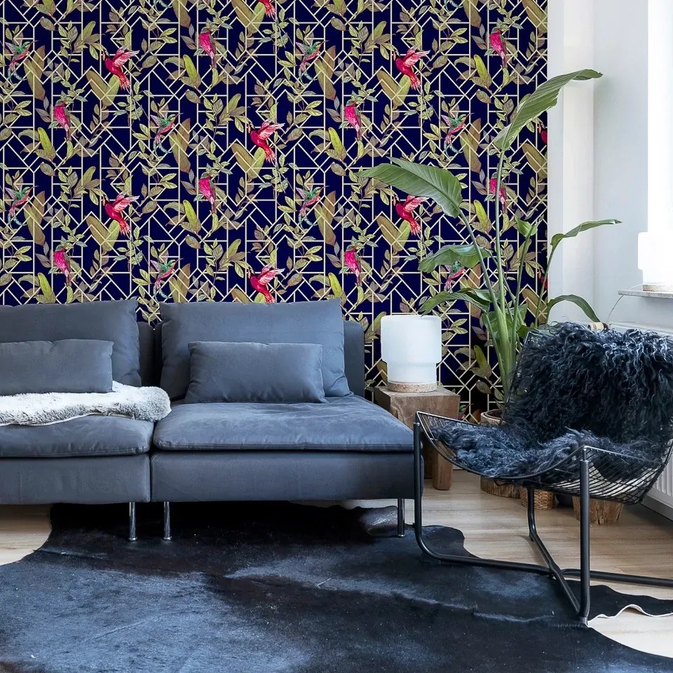 Arthouse Signature 1 Deco Tropical sötétkék fa mintás papír tapéta – 908003