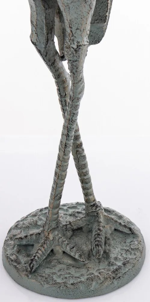 Világosbarna öntöttvas álló gém szobor dekoráció 58x15,5x17cm