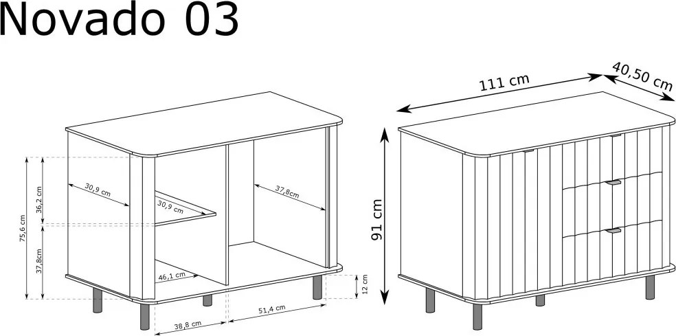 Novado NO-3 komód, alpesi fehér