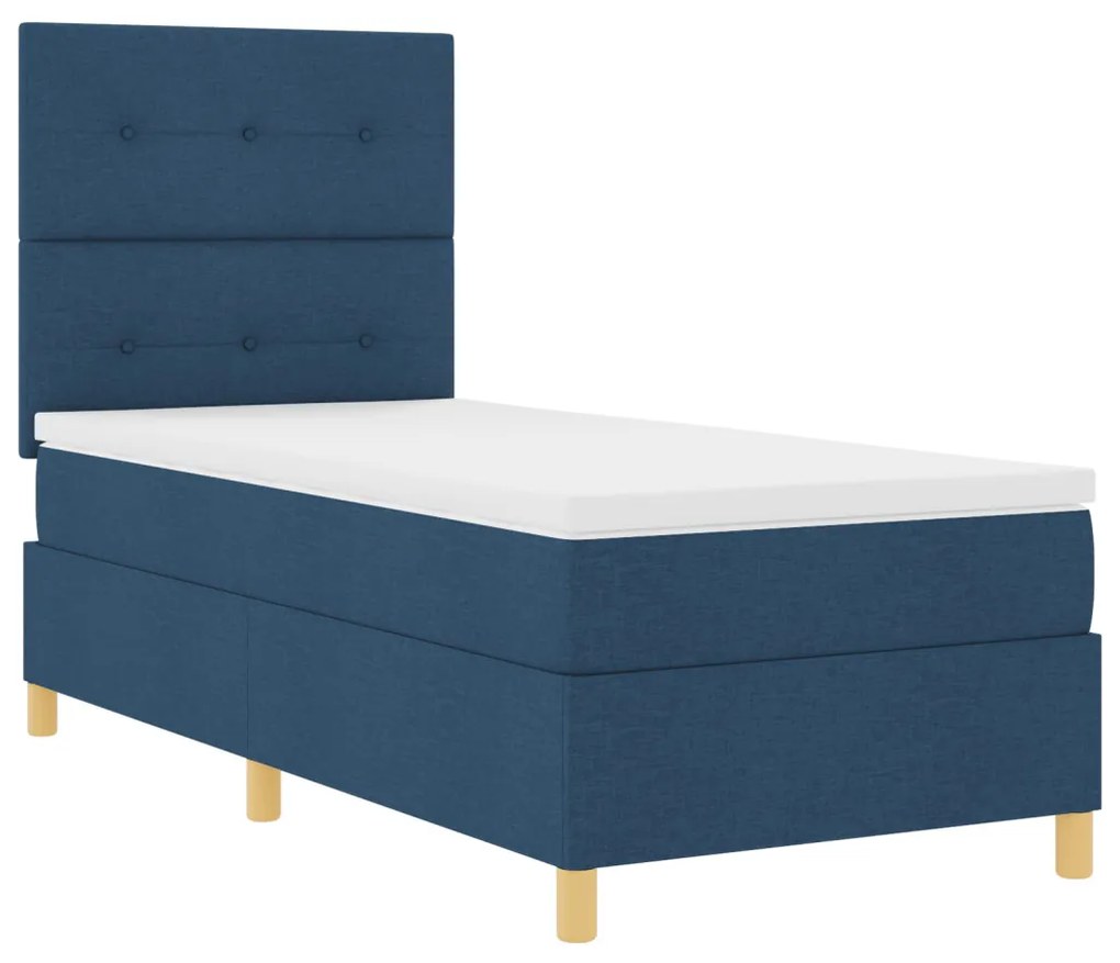 Boxspring Ágy Mattal és LED Kékkel 90x200 cm Szövet