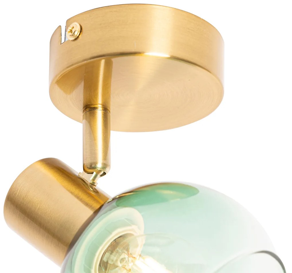 Art Deco reflektor arany színben zöld üveggel - Vidro