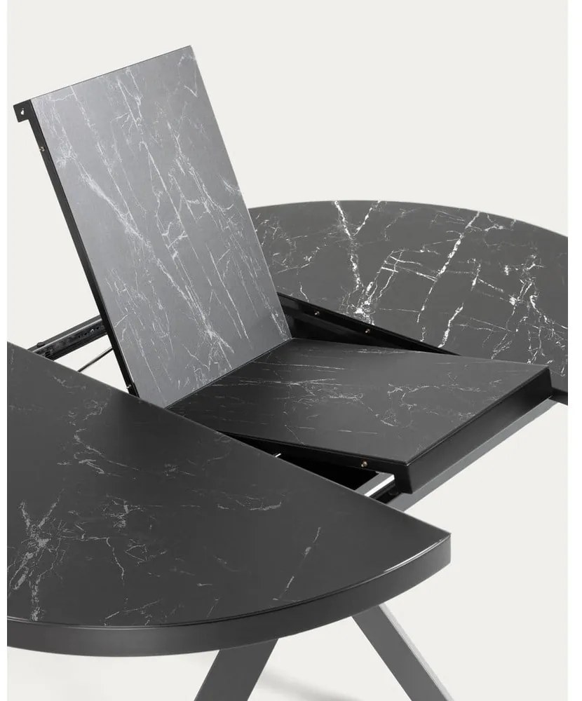 Fekete kerek bővíthető étkezőasztal kerámia asztallappal ø 160 cm Vashti – Kave Home