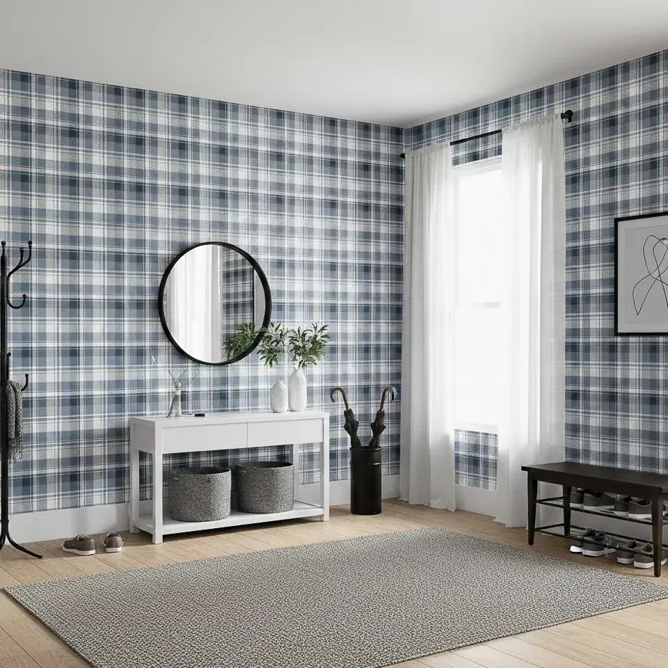 Parato Cristiana Masi Blooming Garden 11 Tartan kék kockás vlies tapéta – 8387