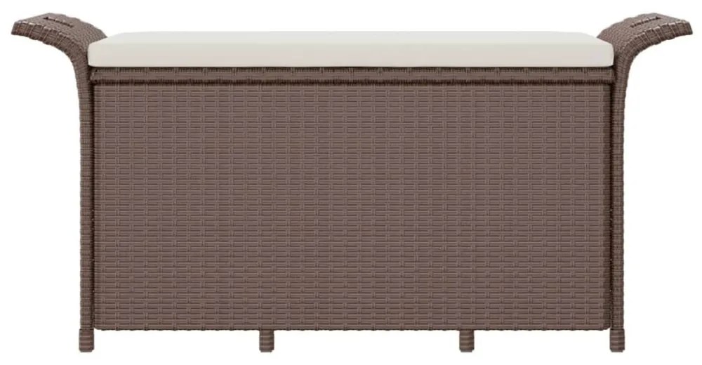 barna polyrattan kerti pad párnával 116 x 46 x 57 cm