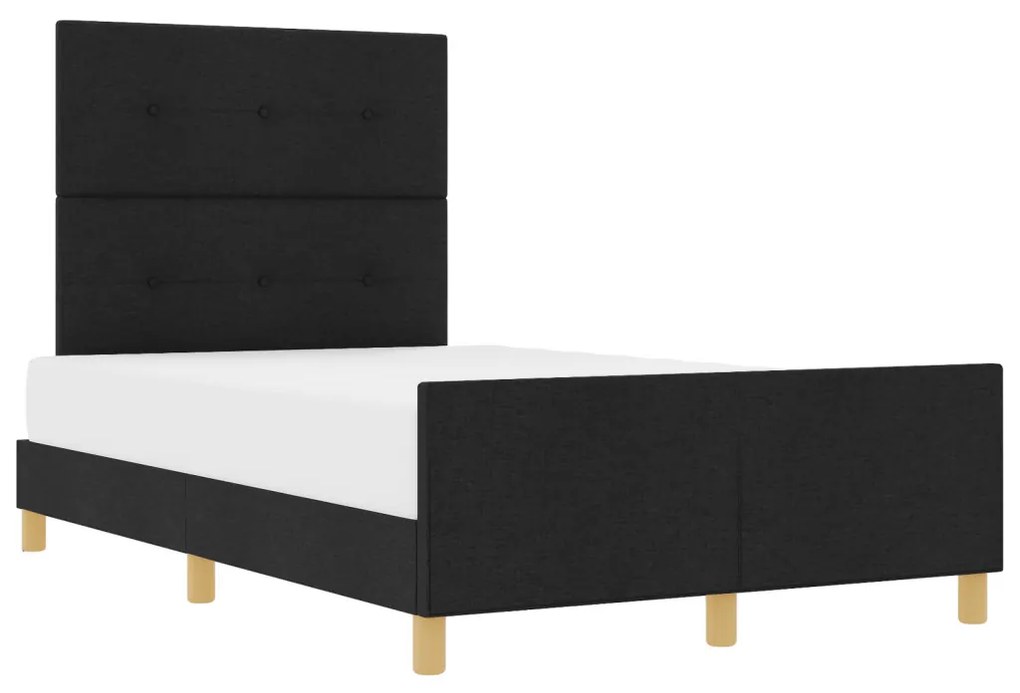 vidaXL Ágykeret fejtámlával Fekete 120 x 190 cm szövet