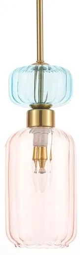 Csillár zsinóron MOLLY 1xE14/40W/230V átm. 12 cm arany/rózsaszín/kék