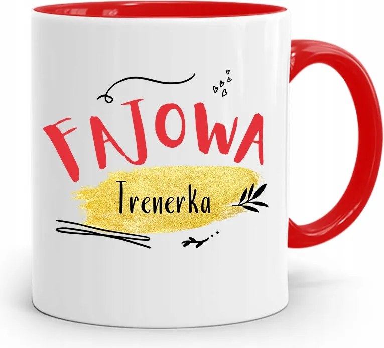 Edzőnőnek Edzőterem Bögre Piros, fényképes nyomott mintával