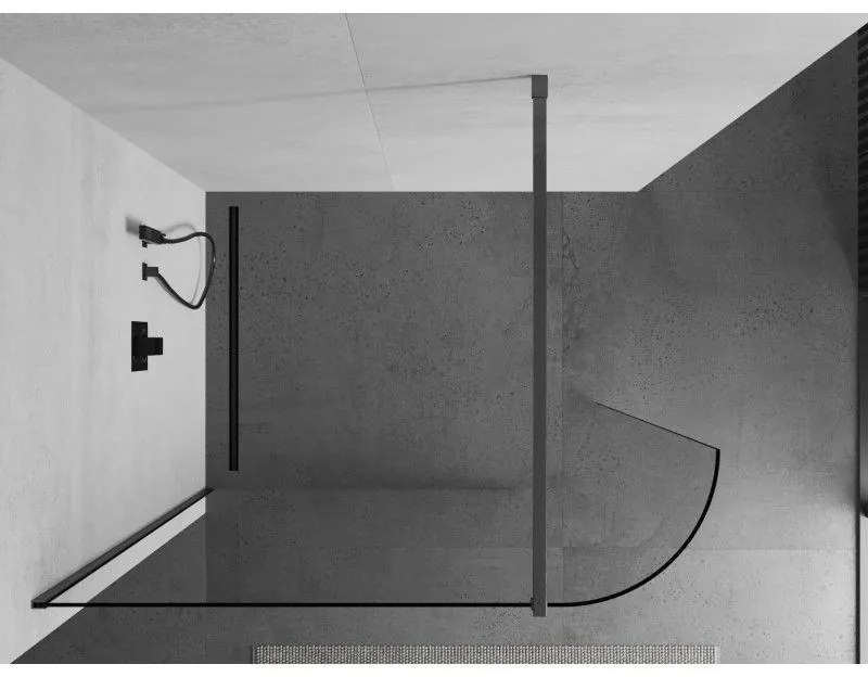 Mexen Kioto, Walk-In zuhany paraván 150 x 200 cm, 8 mm átlátszó üveg, grafit profil, 800-150-101-66-06