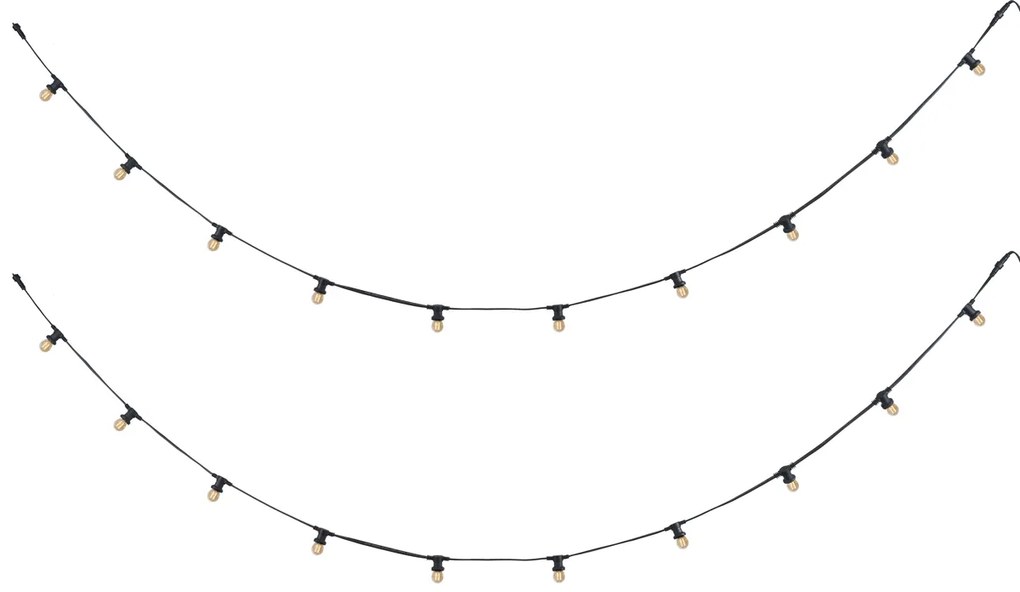 Lichtsnoer zwart koppelbaar met stekker 10m incl. E27 P45 20-lichts IP44 - Lubber