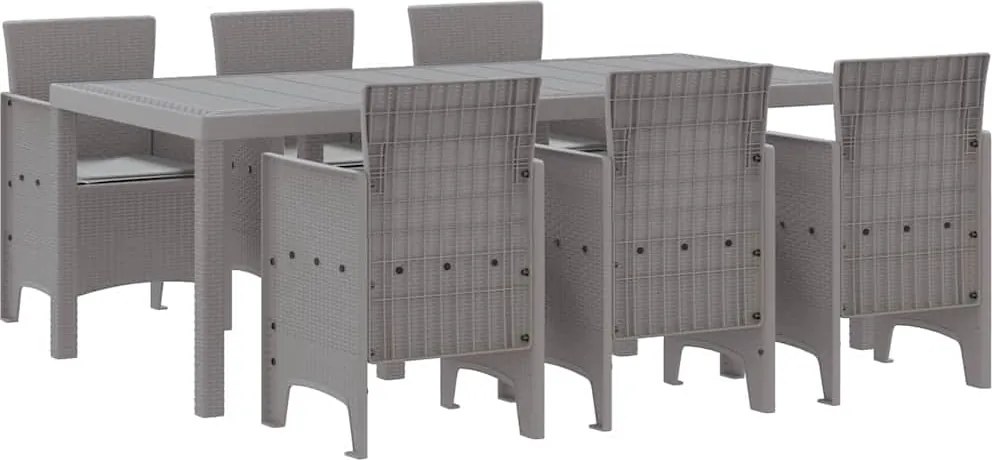 vidaXL Kert étkező szett 7 pcs Világosszürke Polipropilén