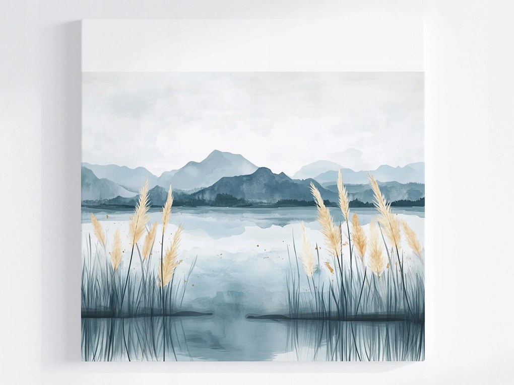 Vászonkép Canvas Tájkép Szabadtéri Táj Hegyek Tó Nád 40x40