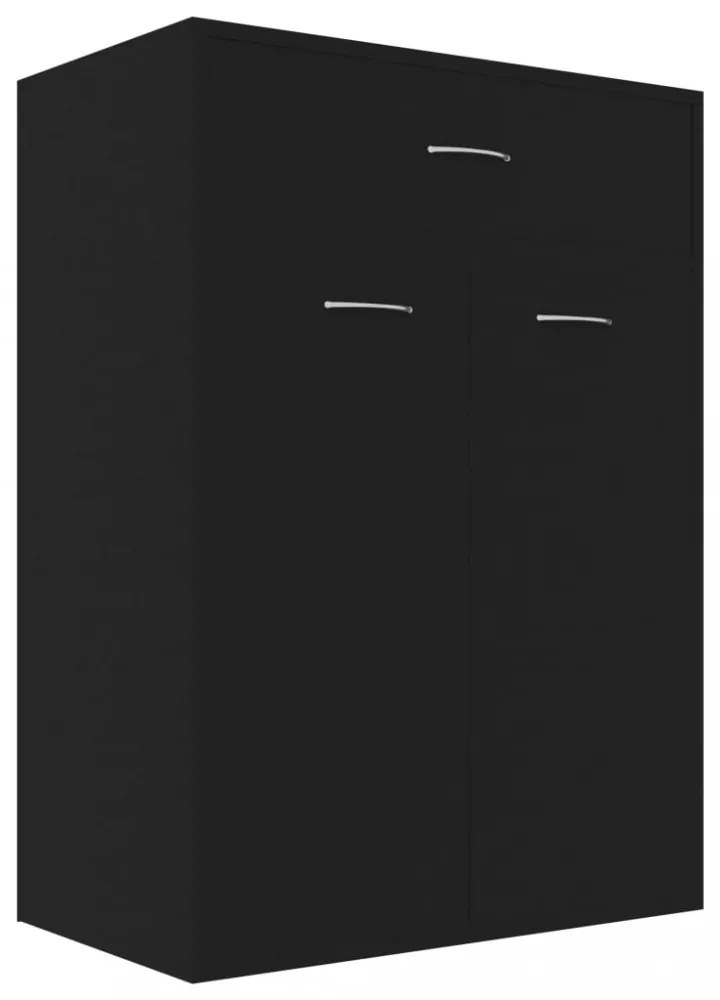 fekete szerelt fa cipősszekrény 60 x 35 x 84 cm