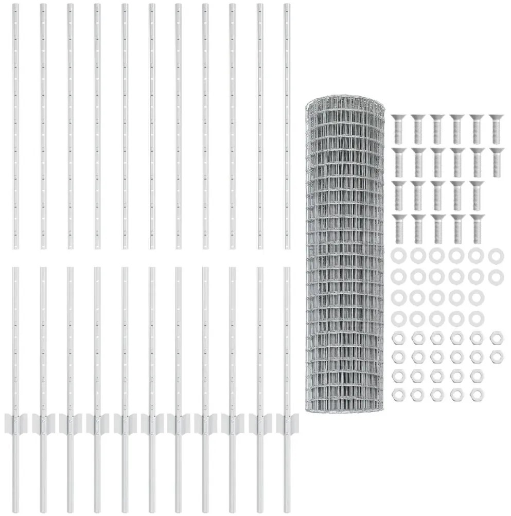 Kerti Kerítés Készlet 2 Darab Galvanizált acél 25 x 1.2 m Tartós