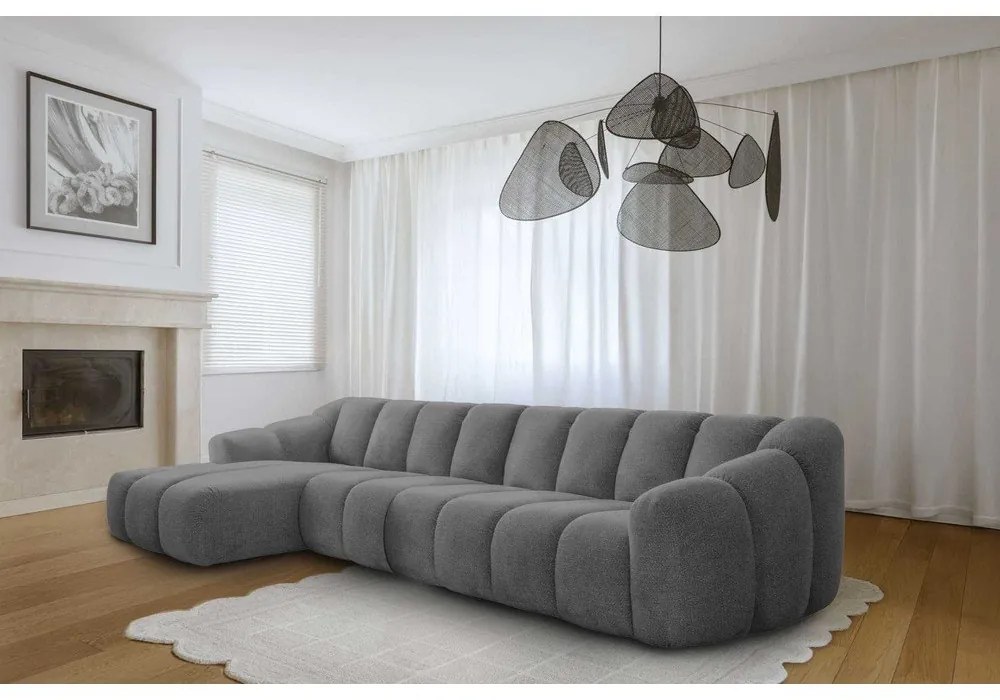 Szürke sarokkanapé (bal oldali-heverő résszel) Shell – Miuform