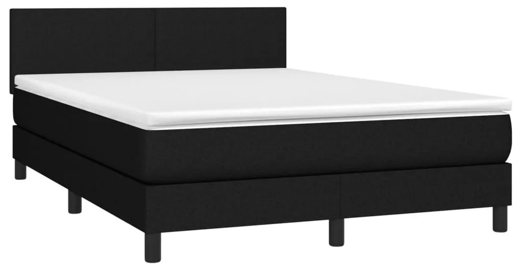 fekete szövet rugós és LED-es ágy matraccal 140x190 cm