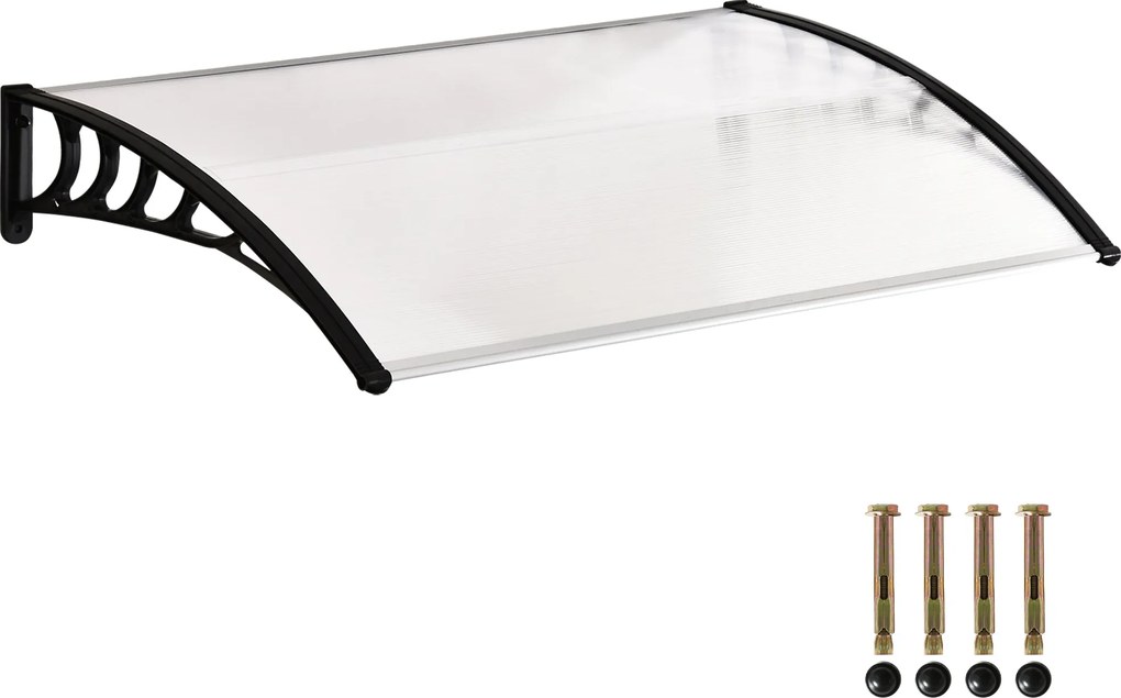Outsunny Elülső Ajtó Napernyő 90 x 150 cm Polikarbonát Ajtó Napernyő, Dőlt Ívű Napernyő UV Védelemmel, Napernyő Esővédelem Kültérre, Fehér | Aosom