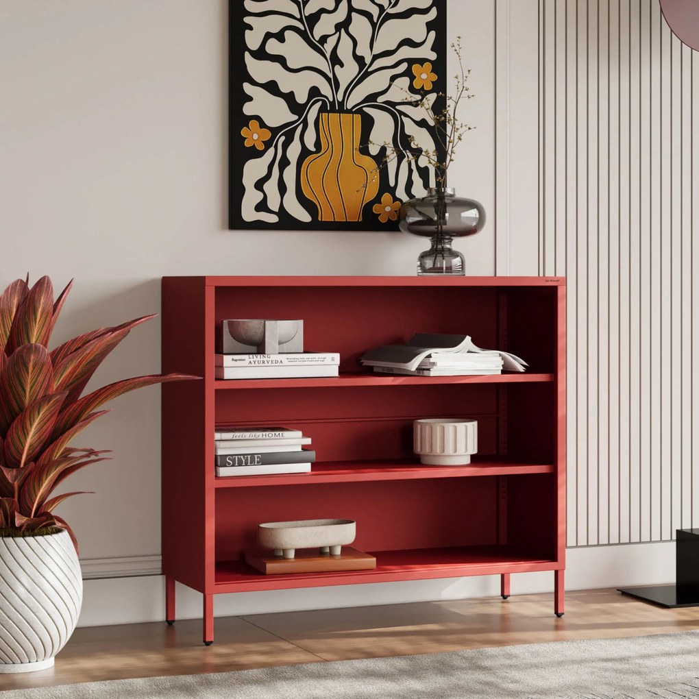 Alacsony polcos szekrény LUCA , 1000 x 900 x 350 mm, Modern: piros