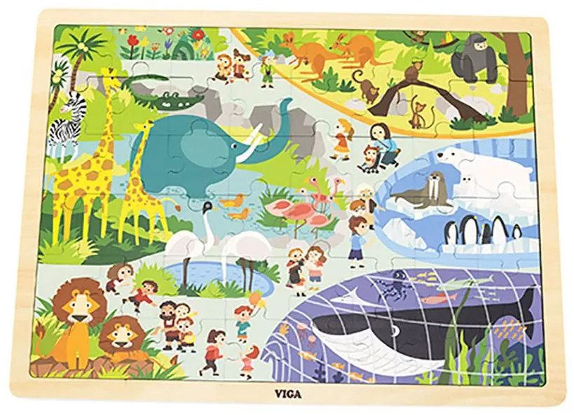 Gyermek fa puzzle Viga Zoo 48 db